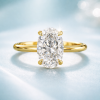 3 Carat Oval Diamond Engagement Ring – 14k/18k Gold Smooth Band