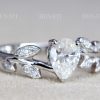 Pear Cut Lab Diamond Engagement Ring: Nature Inspired Band, Lab Diamond Accents
