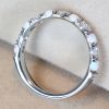 Solid Gold Opal Lab Diamond Eternity Band 3mm Promise Wedding Stackable Ring