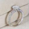 Lab Grown Diamond Engagement Ring Scroll Filigree Antique Style Sterling Silver