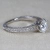 Lab Grown Diamond Engagement Ring Scroll Filigree Antique Style Sterling Silver