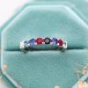 Multi-Color Gemstone Eternity Sterling silver Band Birthstone Ring