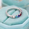 Multi-Color Gemstone Eternity Sterling silver Band Birthstone Ring