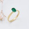 Emerald Engagement Ring: 14k Gold Twisted Band, Lab-Grown Gemstone Emerald Engagement Ring: 14k Gold Twisted Band, Lab-Grown Gemstone