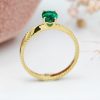 Emerald Engagement Ring: 14k Gold Twisted Band, Lab-Grown Gemstone Emerald Engagement Ring: 14k Gold Twisted Band, Lab-Grown Gemstone