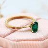 Emerald Engagement Ring: 14k Gold Twisted Band, Lab-Grown Gemstone Emerald Engagement Ring: 14k Gold Twisted Band, Lab-Grown Gemstone