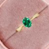 Emerald Engagement Ring: 14k Gold Twisted Band, Lab-Grown Gemstone Emerald Engagement Ring: 14k Gold Twisted Band, Lab-Grown Gemstone