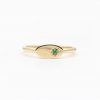 14k Gold Minimalist Signet Emerald Ring for Women