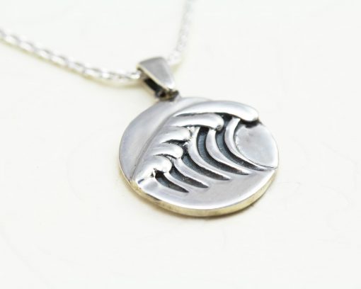 Sterling Silver Wave Pendant Necklace • Handmade Sea Charm