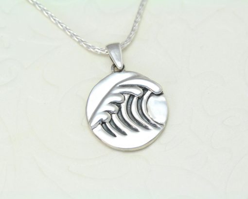 Sterling Silver Wave Pendant Necklace • Handmade Sea Charm