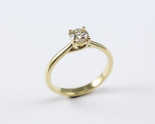 14k Yellow Gold Solitaire Lab Grown Diamond Engagement Ring – Classic Minimalist Round Cut Brilliant 14k Yellow Gold Solitaire Lab Grown Diamond Engagement Ring – Classic Minimalist Round Cut Brilliant