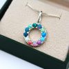 Rainbow Opal Circle Pendant | Sterling Silver Halo Necklace Mother’s Day Gift Rainbow Opal Circle Pendant | Sterling Silver Halo Necklace Mother’s Day Gift