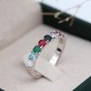 Multi-Color Gemstone Eternity Sterling silver Band Birthstone Ring