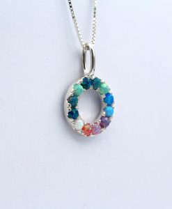 Rainbow Opal Circle Pendant | Sterling Silver Halo Necklace Gift - Image 7