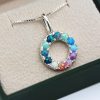 Rainbow Opal Circle Pendant | Sterling Silver Halo Necklace Mother’s Day Gift Rainbow Opal Circle Pendant | Sterling Silver Halo Necklace Mother’s Day Gift