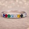 Multi-Color Gemstone Eternity Sterling silver Band Birthstone Ring