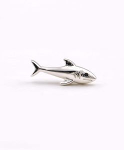 Sterling Silver Shark Stud Earrings, Minimalist Ocean Animal Jewelry - Image 4