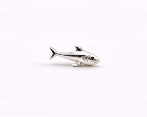 Sterling Silver Shark Stud Earrings, Minimalist Ocean Animal Jewelry Sterling Silver Shark Stud Earrings, Minimalist Ocean Animal Jewelry