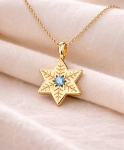 14k Gold Snowflake Star of David Necklace Jewish Jewelry - Image 4