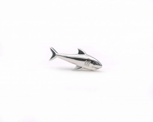 Sterling Silver Shark Stud Earrings, Minimalist Ocean Animal Jewelry Sterling Silver Shark Stud Earrings, Minimalist Ocean Animal Jewelry