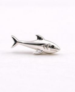 Sterling Silver Shark Stud Earrings, Minimalist Ocean Animal Jewelry