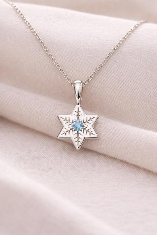 14k Gold Snowflake Star of David Necklace Jewish Jewelry