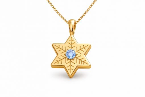 14k Gold Snowflake Star of David Necklace Jewish Jewelry