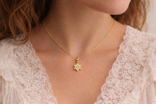 14k Gold Snowflake Star of David Necklace Jewish Jewelry
