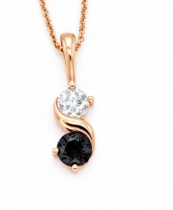 Two Stone Black and White Diamond Necklace - Image 4