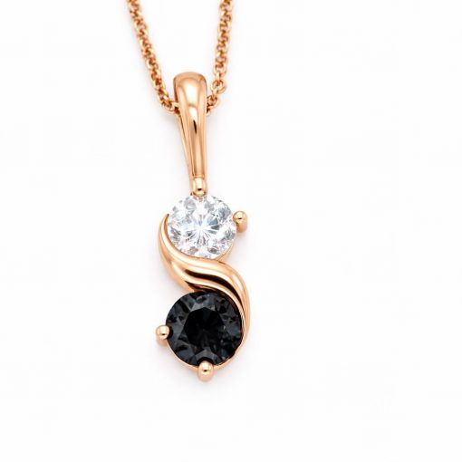 Two Stone Black and White Diamond Necklace Two Stone Black and White Diamond Necklace
