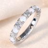 Solid Gold Opal Lab Diamond Eternity Band 3mm Promise Wedding Stackable Ring