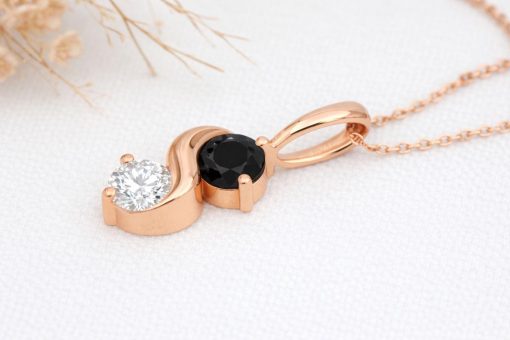Two Stone Black and White Diamond Necklace Two Stone Black and White Diamond Necklace
