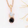 Two Stone Black and White Diamond Necklace Two Stone Black and White Diamond Necklace