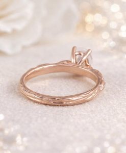 Oval Lab Diamond Engagement Ring – Nature Inspired Leaf Band - Image 5