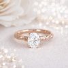 Oval Lab Diamond Engagement Ring – Nature Inspired Leaf Band