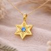 14k Gold Snowflake Star of David Necklace Jewish Jewelry