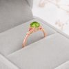 Peridot Gold Ring, Diamond Accent Engagement Ring, Green Gemstone Ring, Vintage Inspired Gold Promise Ring, Nature Inspired Ring