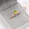 Peridot Gold Ring, Diamond Accent Engagement Ring, Green Gemstone Ring, Vintage Inspired Gold Promise Ring, Nature Inspired Ring