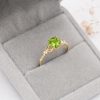 Peridot Gold Ring, Diamond Accent Engagement Ring, Green Gemstone Ring, Vintage Inspired Gold Promise Ring, Nature Inspired Ring