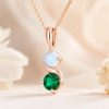 Emerald And Opal Two Stone Birthstone Necklace