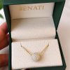 14K Gold Lab Diamond Ball Pendant, Floating Pave Sphere 14K Gold Lab Diamond Ball Pendant, Floating Pave Sphere