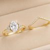Oval Lab Diamond Bridal Set 14k Gold Art Deco Engagement Ring Oval Lab Diamond Bridal Set 14k Gold Art Deco Engagement Ring