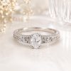 Lab Diamond Oval Celtic Engagement Ring 14k White Gold Vintage Filigree Band