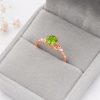 Peridot Gold Ring, Diamond Accent Engagement Ring, Green Gemstone Ring, Vintage Inspired Gold Promise Ring, Nature Inspired Ring