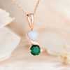 Emerald And Opal Two Stone Birthstone Necklace