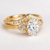Oval Lab Diamond Bridal Set 14k Gold Art Deco Engagement Ring Oval Lab Diamond Bridal Set 14k Gold Art Deco Engagement Ring