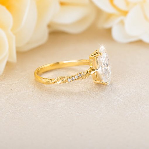 1.50 CT Marquise Lab Grown Diamond Engagement Ring 14K Gold | Nature Inspired Floral Ring