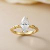 1.50 CT Marquise Lab Grown Diamond Engagement Ring 14K Gold | Nature Inspired Floral Ring