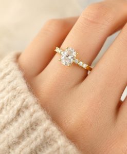 Oval Lab Grown Diamond Engagement Ring 1.25 CT in 14K/18K Gold | Minimalist Bridal Solitaire Diamond Ring - Image 2