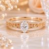 Lab Diamond Oval Celtic Engagement Ring 14k White Gold Vintage Filigree Band